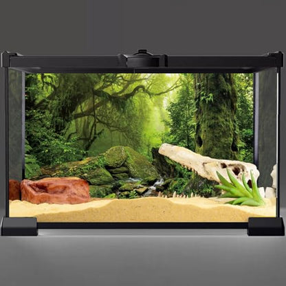 Forest Green Tree Terrarium Backdrop Reptile Habitat Background 24x12 in | AWERT Tropical Foggy Rainforest Stream Aquarium Durable Polyester Background - size: 24 x 12 inches