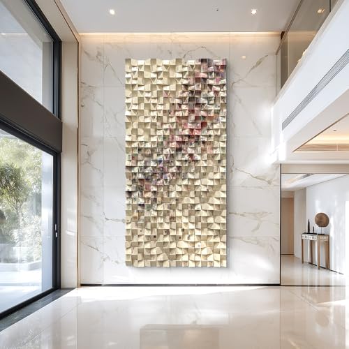 BrightA Handcrafted Geometric Wood Wall Deco 39.4"x78.7" - color: Beige + Multicolor + Ivory, size: 39.4"x78.7"