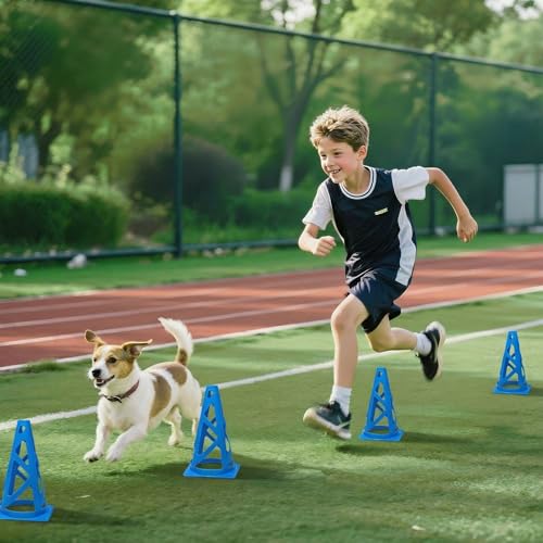 24 Pack Soccer Cones, 9 Inch Agility Cones for Soccer, Football, Basketball, Cones for Sports Training, Speed & Agility Drills, Field Marking Equipment - color: blue