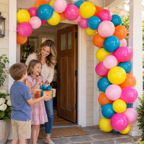 Colorful Balloons, 12 Inch Rainbow Multicolor Balloon for Birthday Party - color: Tropical Summer