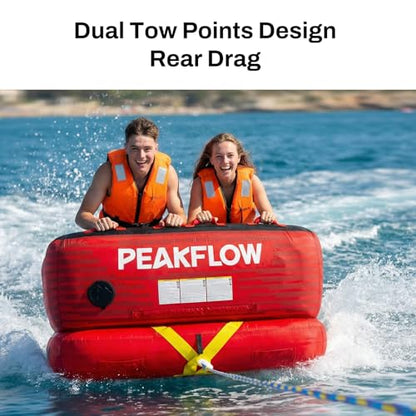 PEAKFLOW Towable Tube,Boat Tube,1-3 Person,Tubes for Boating,PVC Liner and Full Nylon Cover,Lake & Ocean Fun - size: ‎2 Rider Passione