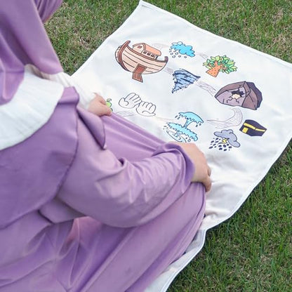 Children's Islamic Prayer Mat – Hajj Journey Theme, Soft German Velvet Material, Eco-Friendly & Safe, Educational Prophets Design, Perfect for Kids Learning Islam (Plain) - color: Plain