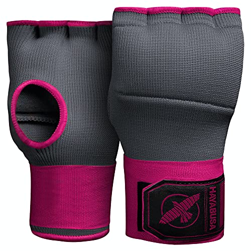 Hayabusa Quick Gel Boxing Hand Wrap Gloves - color: Grey/Pink, size: Large