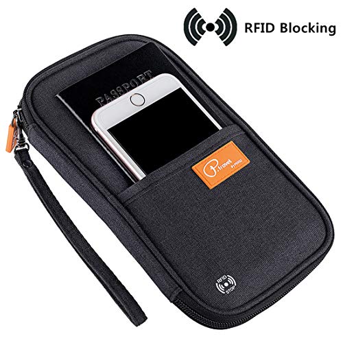 VanFn RFID Travel Passport Wallet, Family Passport Holder, Trip Document Organizer P.Travel Series - color: Black