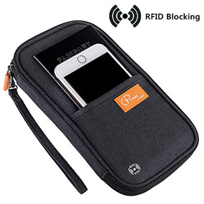 VanFn RFID Travel Passport Wallet, Family Passport Holder, Trip Document Organizer P.Travel Series - color: Black