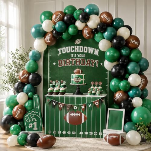 Football Balloons, Green Black Football Printed for Boys Sports Birthday - color: Green Football