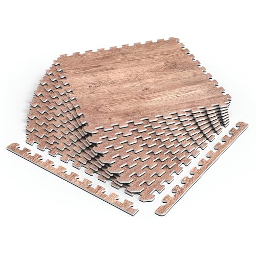 Décor by NÖRSK Reversible Interlocking Faux Wood Foam Floor Tiles, 24 X 24 X .47", 8-Pack, 32 Square Feet, Rustic Brown/Black - color: Rustic Brown/Black, size: 8 Tiles - 32 Sq. Ft.