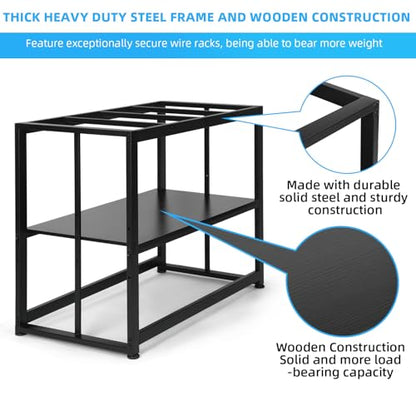 VOWNER 55-75 Gallon Fish Tank Stand, Metal Aquarium Stand, Black | 48.4" x 14.9" x 29.5" Heavy Duty Reptile Tank Stand, Adjustable 2-Tier Fish Tank Rack Shelf for Home Office, Stand Only - color: Black