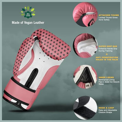 Kids Boxing Gloves for 3-10 Years 4 oz Youth Boxing Gloves Junior Punching Gloves MMA Muay Thai Boys and Girls Training Gloves - color: Pink/Black