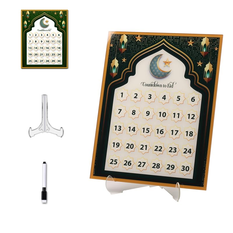 Ramadan Mubarak Advent Calendar Arylic Countdown Calendars Home Decor,Write by Hand Eid Decorations/Ramadan Decorations for Home,Ramadan Ornament Kids Gift (G)
