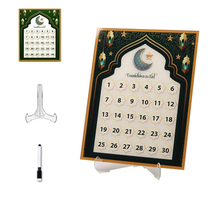 Ramadan Mubarak Advent Calendar Arylic Countdown Calendars Home Decor,Write by Hand Eid Decorations/Ramadan Decorations for Home,Ramadan Ornament Kids Gift (G)