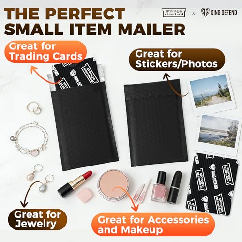 510-Pack Bubble Mailer 4'' x 8'' - Self-Sealing Waterproof Small Mailing Envelopes Padded Lightweight Shipping Bags for Accessories, Small Parts, Jewelry, Trading Cards, Compact Items 4x7 Usable Space - color: Black - 510 Pack