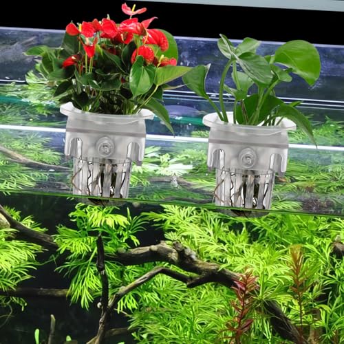 YARNOW 4Pcs Aquarium Plant Holder with Hooks - Hanging Hydroponic Pots for Aquarium, Fish Tank, Ideal for Plant Growth