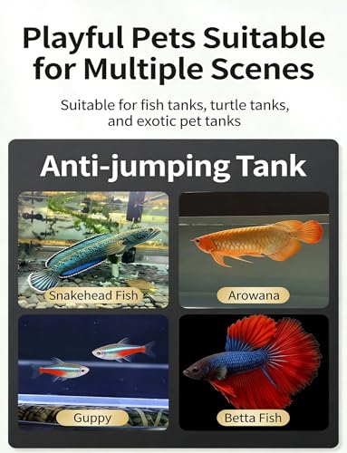 Transparent Anti-Jump Fish Tank Lid - Escape-Proof Aquarium Cover for Fish Bowls & Tanks (50x27cm/19.7x10.6in) - Durable PC Material, Easy Installation