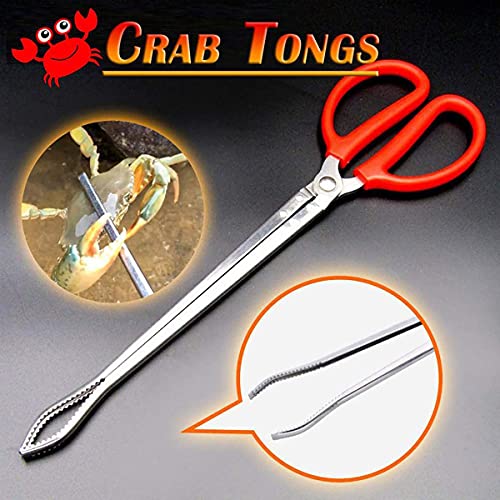 Crab Tongs - Set of 2 Multi-Function Clip Scissor Tongs, Anti-Slip Clamp, 15-Inch Long