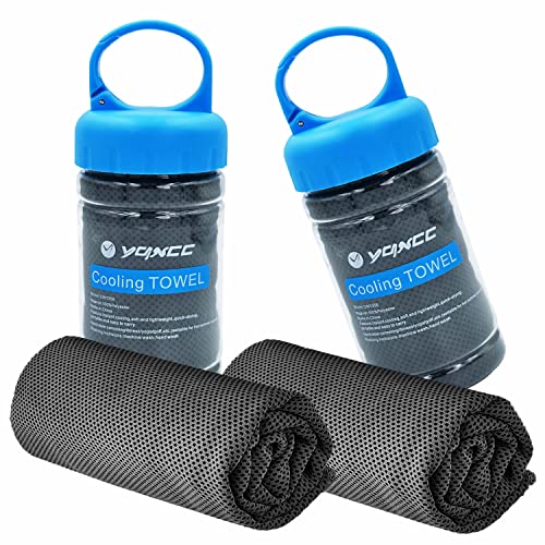 YQXCC 2 Pack Cooling Towels (47"x12"), Ice Cool Towel for Neck & Face | Cooling Neck Wraps, Soft Breathable Microfiber Chilly Towel for Yoga, Golf, Gym, Running, Camping & Hot Weather - color: 2*dark Gray