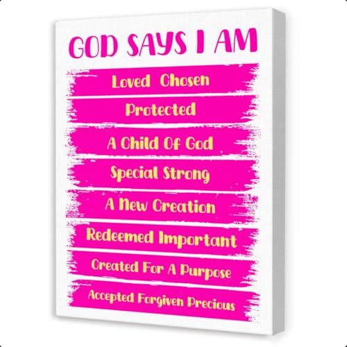Christian Wall Art for Kids,God Says I Am Loved Religious Scripture Canvas Wall Art,Positive Affirmation Wall Decor for Girls Room Nursery Classroom - color: Kids Bible8