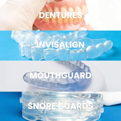 Denture Bath Case and Retainer Case, Denture Bath Cup for Invisalign Retainers Mouthguards Dentures Cleaner Kit with Strainer Spill-Free Portable Retainer Cleaner Case by M3 Naturals (Pack of 2) - size: Bath Case (1 Count) (Pack of 2)