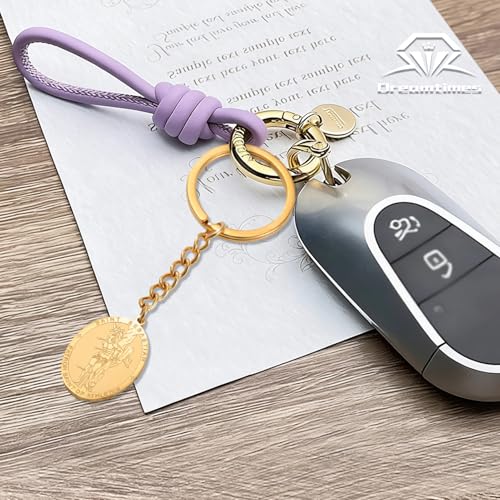 Dreamtimes St. Sebastian Medal Keychain for Men Women Stainless Steel Religious Saint Patron of Athletes Catholic Keychain - style: Football-g