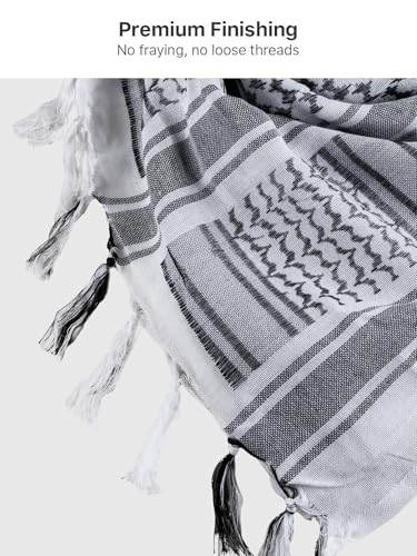 FREE SOLDIER Scarf Military Shemagh Tactical Desert Keffiyeh Head Neck Scarf Arab Wrap with Tassel for Men Women - color: Alabaster White
