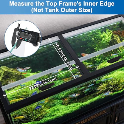 22.08 x 16.57in 2PCS Set Glass Canopy, (Each PCS) Clear Tempered Aquarium Fish Tank Hoods, ONLY FITS Aqueon 75/90/110 Gallon Aquarium Fish Tank - size: 2PCS-22.08 x 16.57 x 0.16in