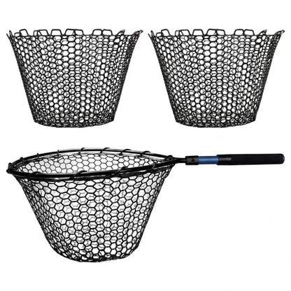 2Pcs Rubber Fishing Net Replacement Netting Without Handle Fly Fish Landing Nets Bag Foldable Trout Net Rubber Mesh for Freshwater Saltwater - color: Black