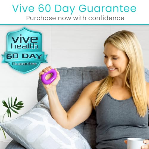 Vive Hand Strengthener Grip Ring - Forearm Ring Hand Exercisers - Silicone Squeezer Gripper for Muscle Strengthening Training Tool - Arthritis Finger Physical Therapy PT Kit Trainer - color: Multicolor (6 Pack)