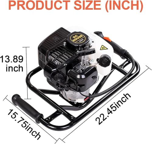 DC HOUSE 52cc 1800W Gas Powered Earth Auger EPA Certified Post Hole Digger, with 3 Drill Bits 4" 6" 8" and 3 Extension Rods 8" 12" 20", Mixing Ratio 30:1, for Fence, Farmland and Garden - size: 52cc+3 bit(4"6"8")+3 Ext(8"12"20")