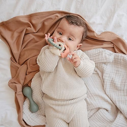 mushie Silicone Nature Teething Ring Toy - color: Nature