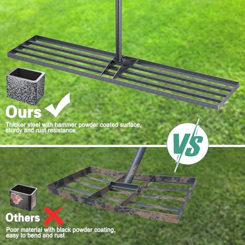 Lawn Leveling Rake 45"x10", Heavy Duty Rakes for Lawns with Anti-Rust Coating & Adjustable Handle, Effort-Saving Lawn Leveler for Yard Garden Farm Golf Course Lawn Care - size: 45"x10"