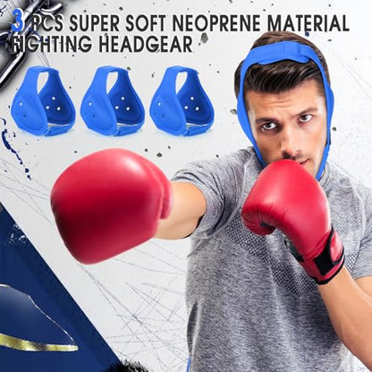 Jerify 3 Pcs Wrestling Headgear for Kids Youth Soft Grappling Headgear Wrestling Adjustable Ear Guard Protective(Blue) - color: Blue
