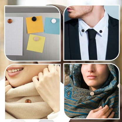 4pcs Strong Magnetic Hijab Pins, Multi-Use Pinless Brooch Round Style Hijab Magnets No-Snag Scarf Clasp for Women Clothes Shirts Scarves (Matte)