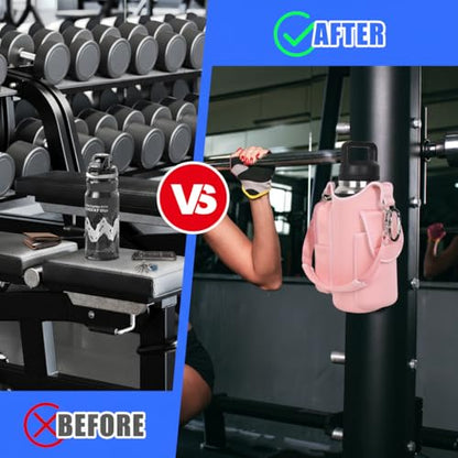 icolor Magnetic Gym Bag Water Bottle Carrier Holder with Phone Pockets & Shoulder Strap,Gym Magnetic Bag 5 Built-in Magnets Gym Accessories Organizer Sling Bottle Bag Pouch Sleeve - color: Pink