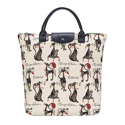 Signare Tapestry Foldable Tote Bag Reusable Shopping Bag Grocery Bag - color: Catitude