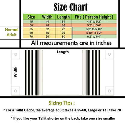 Full Size Tallit Prayer Shawl, Hand-Tied Tzitzit in Israel by a Jewish Craftsman, Blessing On Neckband - color: Black & Silver, size: Size 50 - 68 x 48 Inch