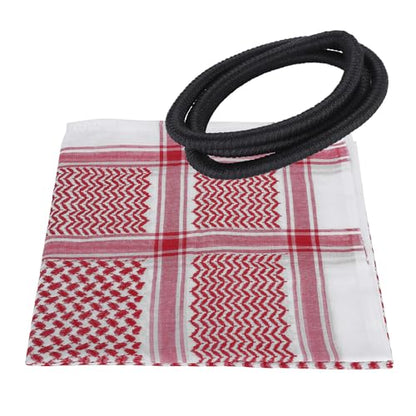 PENINSULA LOVE Men Arab Shemagh keffiyeh Scarf Muslim Turban Middle East Desert Hijab Head Wrap Shemagh with Aqel Rope 54x54 - color: Red