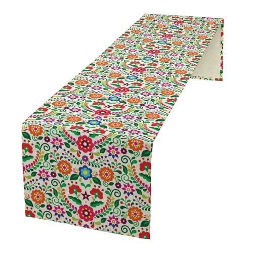Mexican Table Runner, Colorful Patchwork Tiles Kitchen Dining Table Decoration for Home Party Kitchen Dining Room Holiday Party 13x36 Inch - color: Mexican-1, size: 13x36 Inch