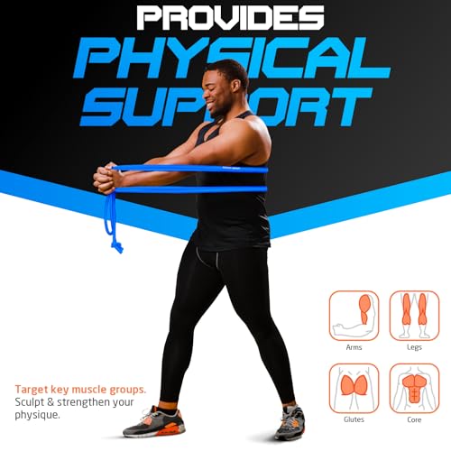 Resistance Bands - 16 Feet Long - 88 lbs Resistance - Strength Training Bands - Elastic Workout Bands - Wrestling Resistance Bands - Fitness & Home Workout Equipment - Resistance Training - color: Blue