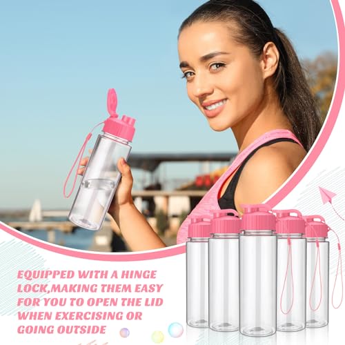 Mifoci 20 Pieces Water Bottle Bulk 17 oz Plastic Water Bottles Bulk Gym Sports Adults Reusable Large Bottles with Leak Proof Flip Top for Party Outdoor (Rose Red) - color: Rose Red