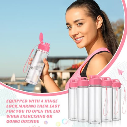 Mifoci 20 Pieces Water Bottle Bulk 17 oz Plastic Water Bottles Bulk Gym Sports Adults Reusable Large Bottles with Leak Proof Flip Top for Party Outdoor (Rose Red) - color: Rose Red