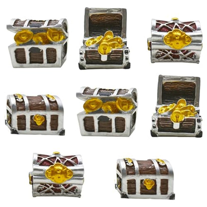 8Pcs Mini Aquarium Treasure Chest Miniature Gold Jewelry Box Model | for DIY Diorama Craft Fish Tank Terrarium Decorations