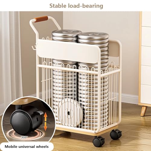 Yoga Mat Storage Cart - Multi-Compartment Home Gym Organizer with Wheels, Dumbbell & Sports Equipment Rack, Slim Fitness Gear Bin with Side Hooks