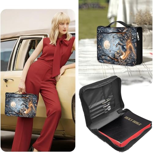 PU Leather Bible Cover with Handle & Pockets, Large Capacity Bible Case, Water-Resistant Scripture Organizer Bag with Bonus Card Holder, Christian Gift for Women & Men, Hare - color: Hare