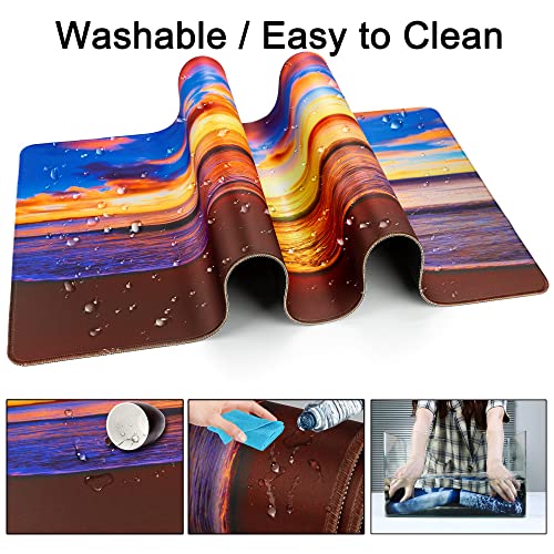 Desk Mat Pad,Large XXL Extended Mouse Pad Mat for Desktop Keyboard | 35''×15.6'' XXL Extended Gaming Mouse Pad with Non-slip Base Desk Matt Mousepad for Computer,Office,Keyboard and Laptop - color: C4-Sunset Beach
