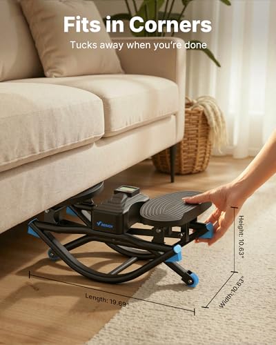 Merach Rocking Steppers for Exercise at Home, 3D Motion Stair Stepper with Resistance Bands for Full Body Workout & Low-Impact Balance Board, 330 LBS Loading Capacity Exercise Equipment - color: Black