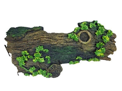 Large Hollow Log with Plants Aquarium Pond Ornament Artificial Resin Tree Bark Hide or Cave for Fish Tank, 10 Inches Long Reptiles or Turtle Tank Ornament Safe for Aquatic Habitats, Brown