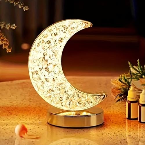 Moon Lamp, 3 Colors Stepless Dimmable Table Lamp, Touch Control Moon Light, USB Rechargeable Beside Lamp, Cute Night Light for Bedroom Living Room Home Decor (Moon)