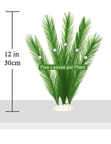 Aquarium Decorations 5Pcs Fish Tank Artificial Green Water Plants Made of Silk Fabrics Plastic - color: 11" * 5 Pcs, Green