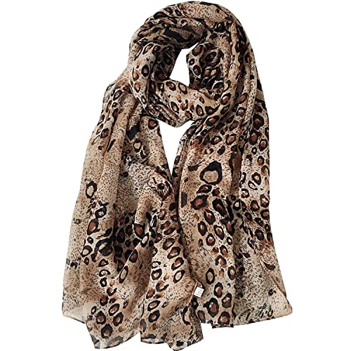 woogwin Women's Scarf Lady Light Soft Fashion Solid Shawl Wraps - color: Dark Leopard