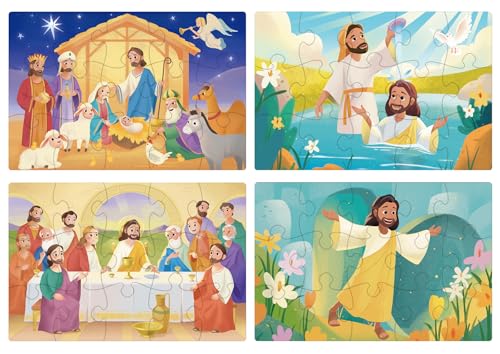 Bible Themed 4-in-1 Wooden Jigsaw Puzzles in Box, New Testament - style: New Testament B